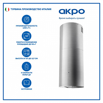 Вытяжка островная AKPO WK-10 Balmera 40 см. нержавейка