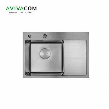 Кухонная мойка с крылом AVIVACOM 65*48 Левая Нано-Сатин