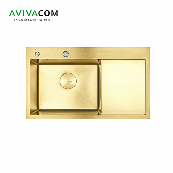 Кухонная мойка с крылом AVIVACOM 78*48 Левая Нано-Золото